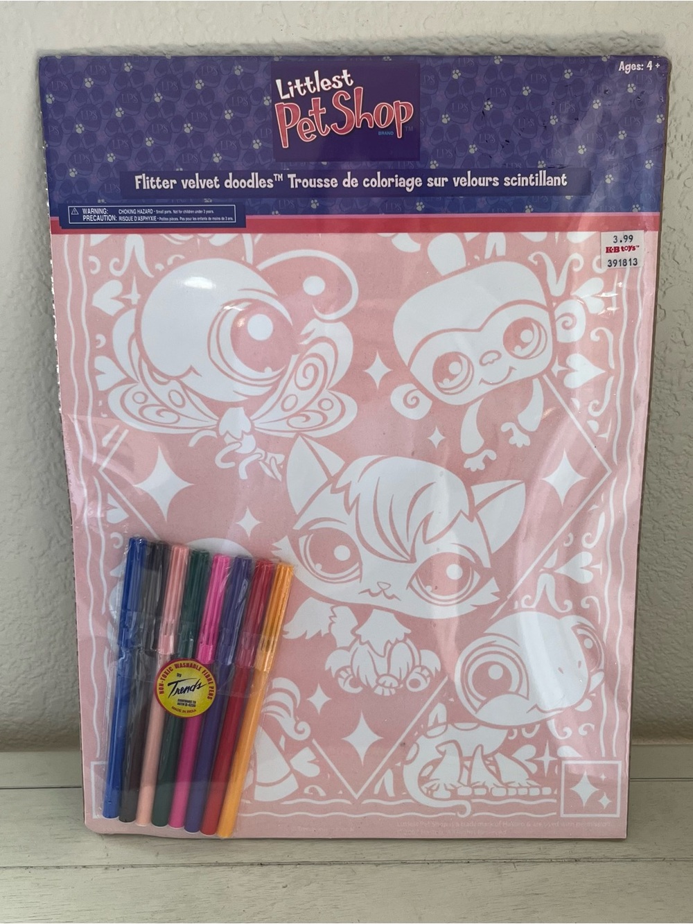 Vintage 2007 Littlest Pet Shop Flitter Velvet Doodles Coloring Art Poster y2k